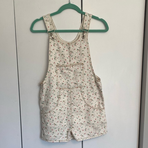 Zara Girls Flower Print White Short Overalls - Picture 1 of 6